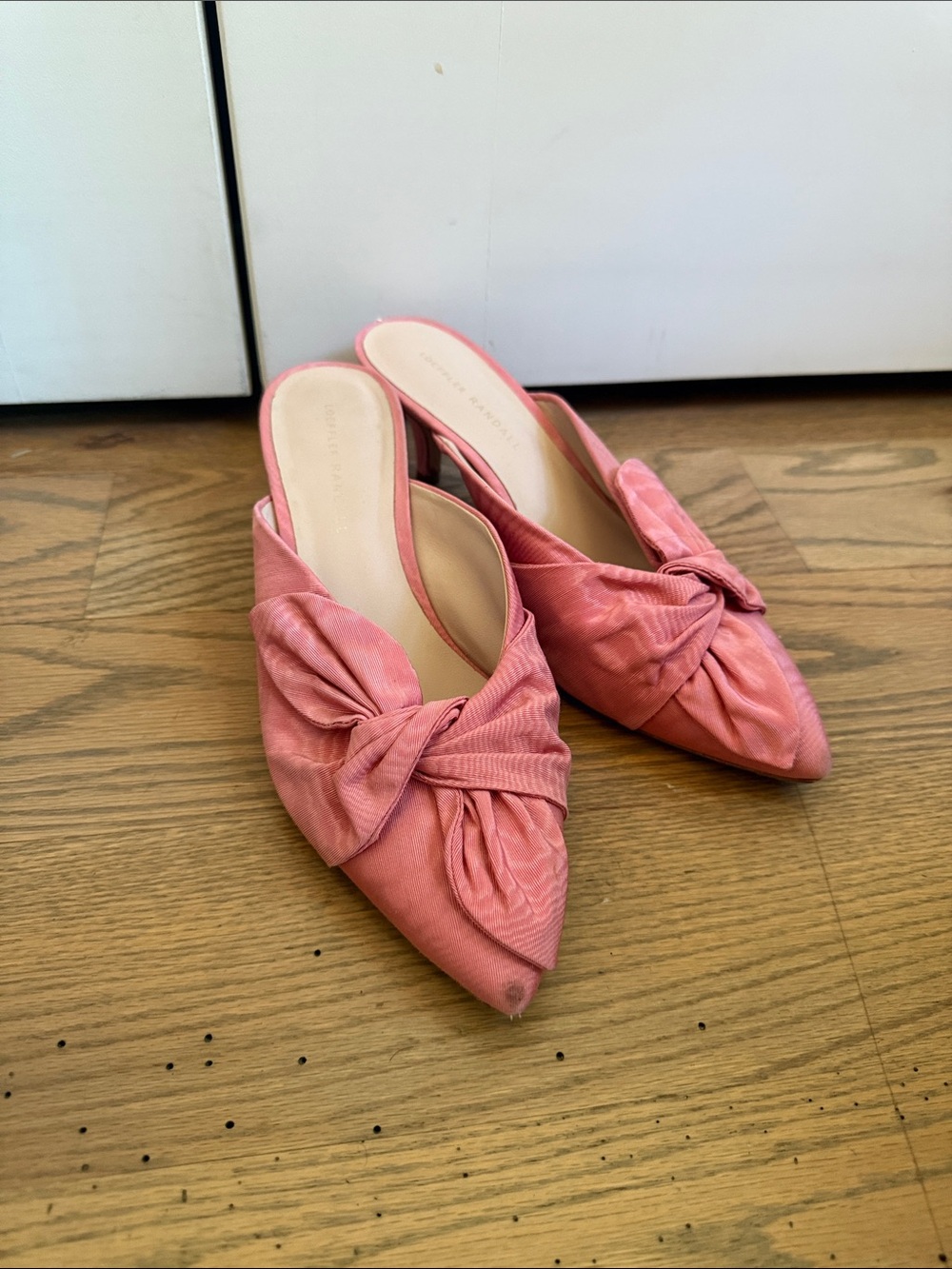 Loeffler Randall Pink Knot-Front Pointed Mules